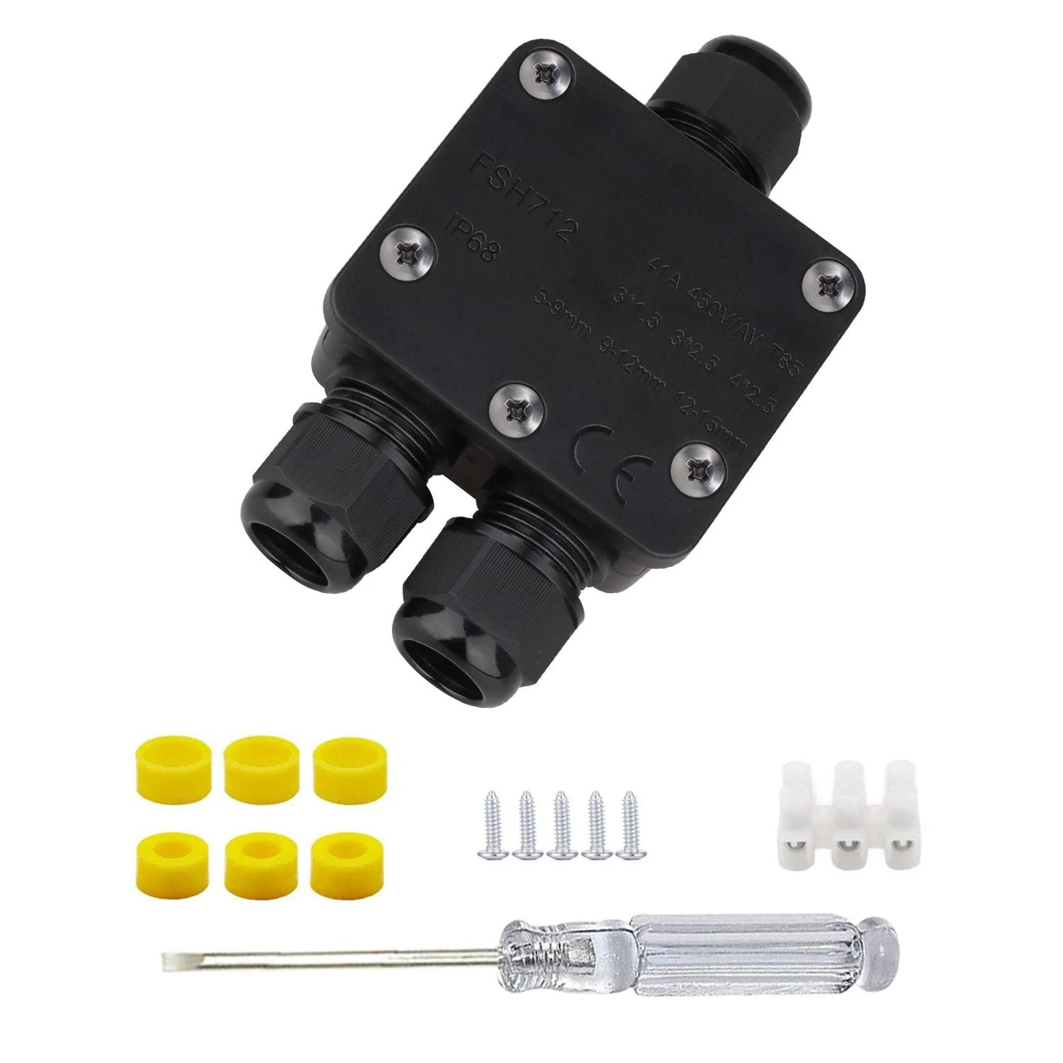 جعبه تقسیم ضد آب AOSTON IP68، جعبه اتصال الکتریکی خارجی 3 طرفه کوچک، کانکتور کابل کواکسیال M25، محدوده سیم Ø 5mm-15mm (بسته کوچک - 1 عددی)