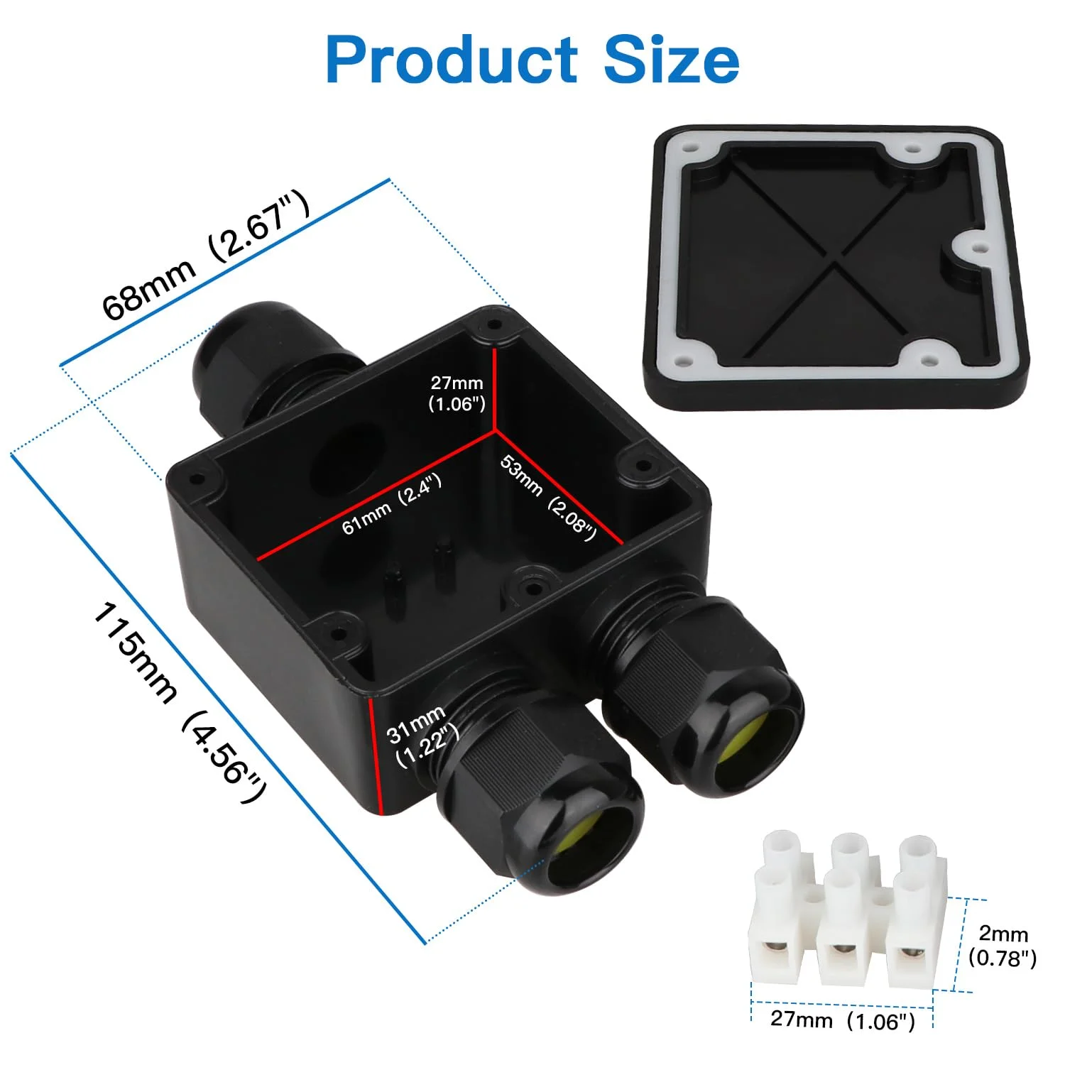 جعبه تقسیم ضد آب AOSTON IP68، جعبه اتصال الکتریکی خارجی 3 طرفه کوچک، کانکتور کابل کواکسیال M25، محدوده سیم Ø 5mm-15mm (بسته کوچک - 1 عددی) جعبه تقسیم ضد آب AOSTON IP68، جعبه اتصال الکتریکی خارجی 3 طرفه کوچک، کانکتور کابل کواکسیال M25، محدوده سیم Ø 5mm-15mm (بسته کوچک - 1 عددی)