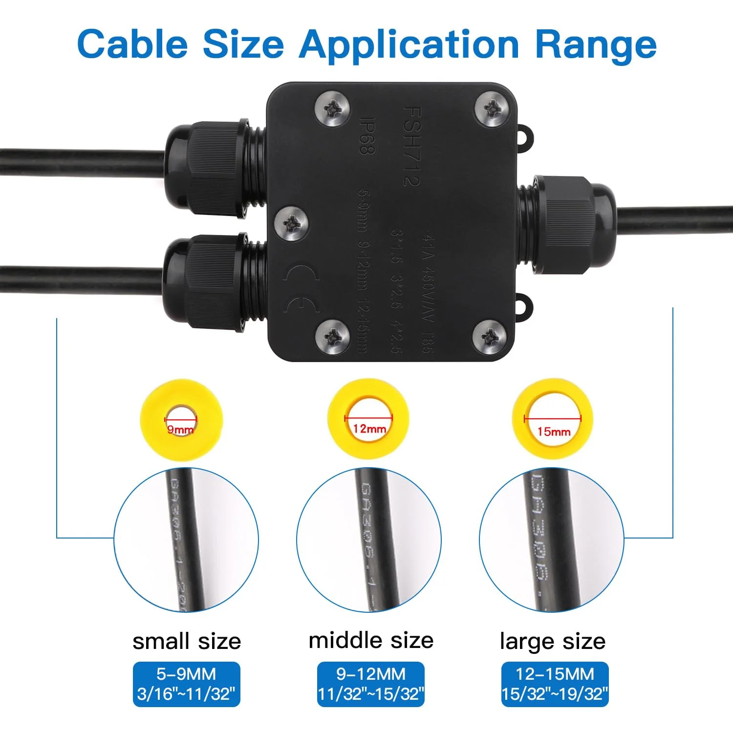 جعبه تقسیم ضد آب AOSTON IP68، جعبه اتصال الکتریکی خارجی 3 طرفه کوچک، کانکتور کابل کواکسیال M25، محدوده سیم Ø 5mm-15mm (بسته کوچک - 1 عددی) جعبه تقسیم ضد آب AOSTON IP68، جعبه اتصال الکتریکی خارجی 3 طرفه کوچک، کانکتور کابل کواکسیال M25، محدوده سیم Ø 5mm-15mm (بسته کوچک - 1 عددی)