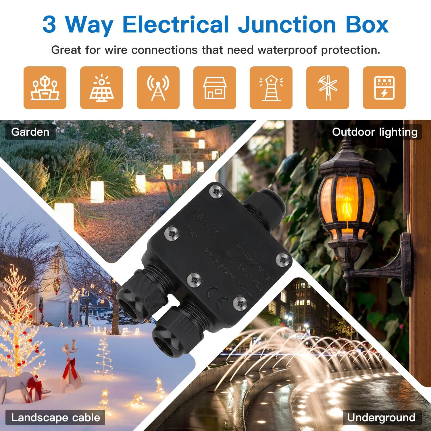 جعبه تقسیم ضد آب AOSTON IP68، جعبه اتصال الکتریکی خارجی 3 طرفه کوچک، کانکتور کابل کواکسیال M25، محدوده سیم Ø 5mm-15mm (بسته کوچک - 1 عددی) جعبه تقسیم ضد آب AOSTON IP68، جعبه اتصال الکتریکی خارجی 3 طرفه کوچک، کانکتور کابل کواکسیال M25، محدوده سیم Ø 5mm-15mm (بسته کوچک - 1 عددی)