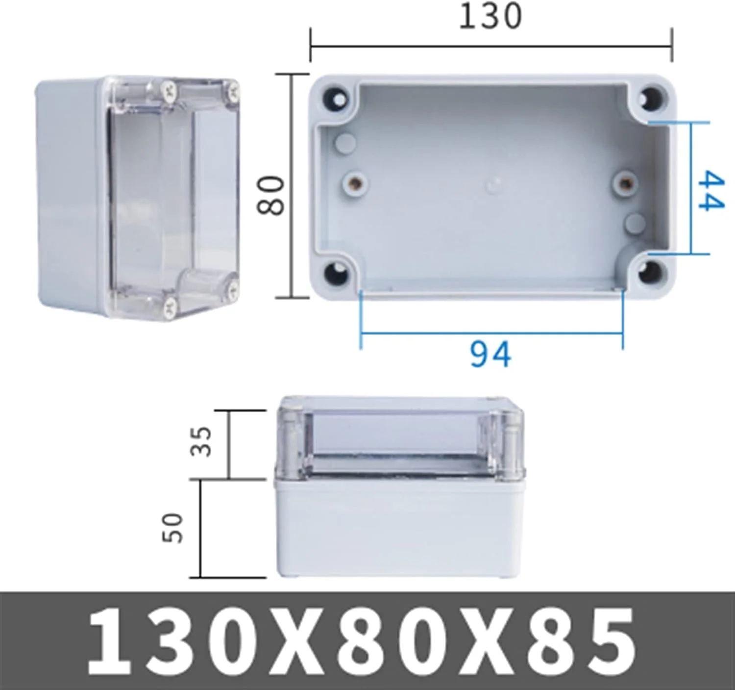 جعبه اتصال بیرونی DLRSET، 1 عدد IP67 سری AG با پوشش شفاف، جعبه اتصال الکتریکی ضد آب DIY بیرونی محفظه پلاستیکی ABS جعبه توزیع (رنگ: 130x80x85mm) جعبه اتصال بیرونی DLRSET، 1 عدد IP67 سری AG با پوشش شفاف، جعبه اتصال الکتریکی ضد آب DIY بیرونی محفظه پلاستیکی ABS جعبه توزیع (رنگ: 130x80x85mm)