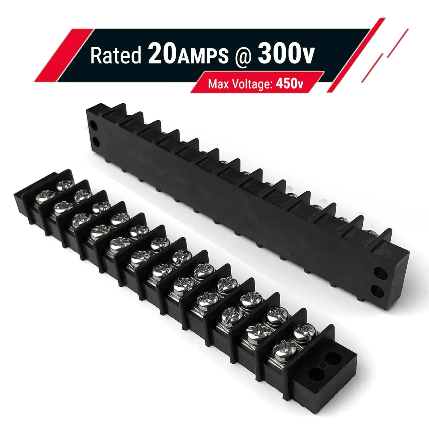 بلوک اتصال ترمینال دو ردیفه MGI SpeedWare 300V/20A، نوار مانع ردیفی 2 عددی (12 پل)