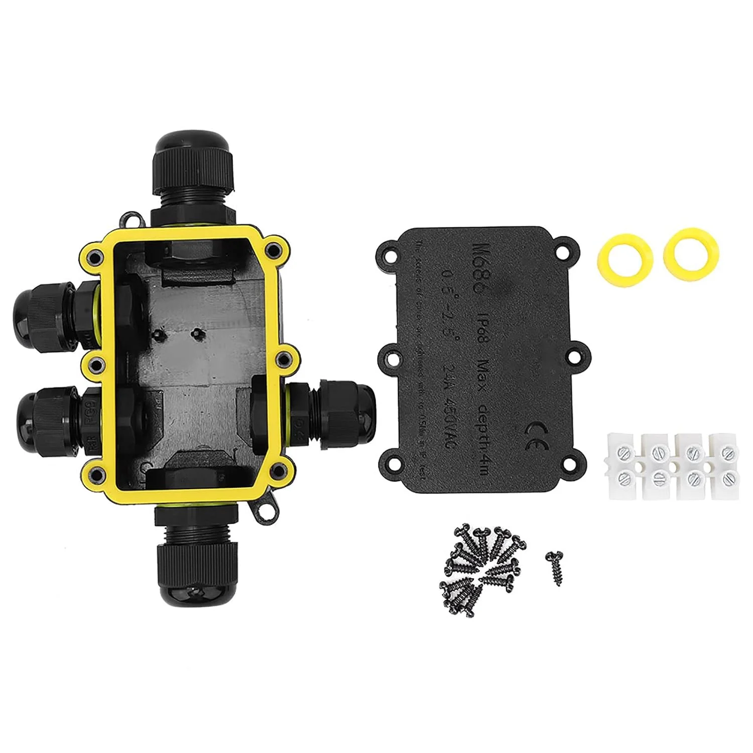 جعبه اتصال ضد آب Eujgoov IP68، جعبه اتصال الکتریکی زیر آب، محفظه پلاستیکی با 450VAC 24A T100 برای کارخانه ساختمانی باغ خانگی (پنج راهی)