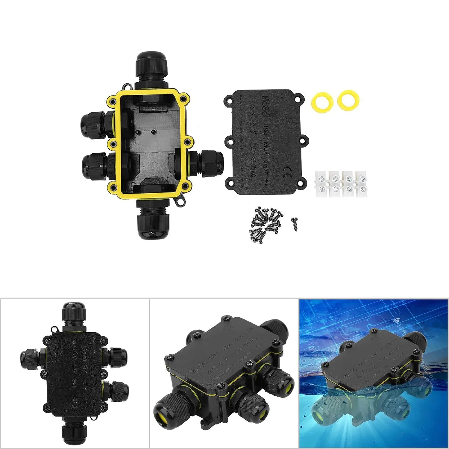 جعبه اتصال ضد آب Eujgoov IP68، جعبه اتصال الکتریکی زیر آب، محفظه پلاستیکی با 450VAC 24A T100 برای کارخانه ساختمانی باغ خانگی (پنج راهی) جعبه اتصال ضد آب Eujgoov IP68، جعبه اتصال الکتریکی زیر آب، محفظه پلاستیکی با 450VAC 24A T100 برای کارخانه ساختمانی باغ خانگی (پنج راهی)