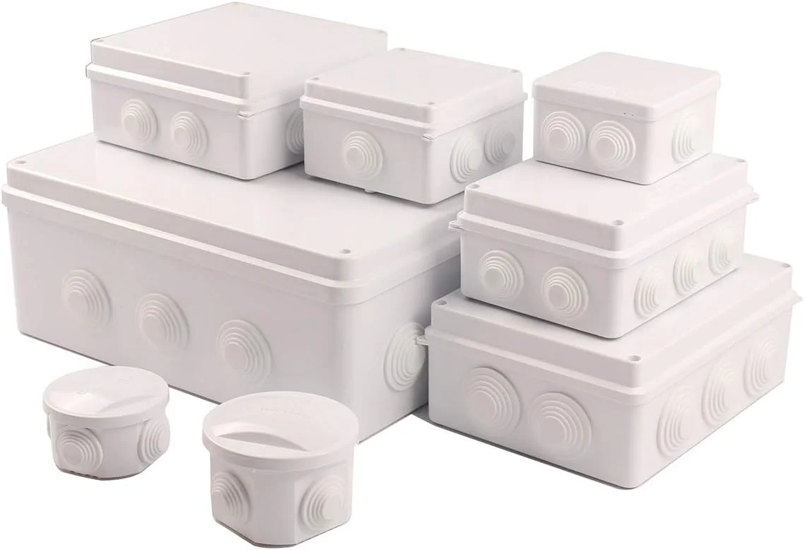 جعبه اتصال بیرونی، پلاستیک ABS ضد آب IP65 IP66 جعبه اتصال ضد آب جعبه اتصال الکتریکی DIY بیرونی جعبه انشعاب کابل (رنگ: 200x155x80mm)
