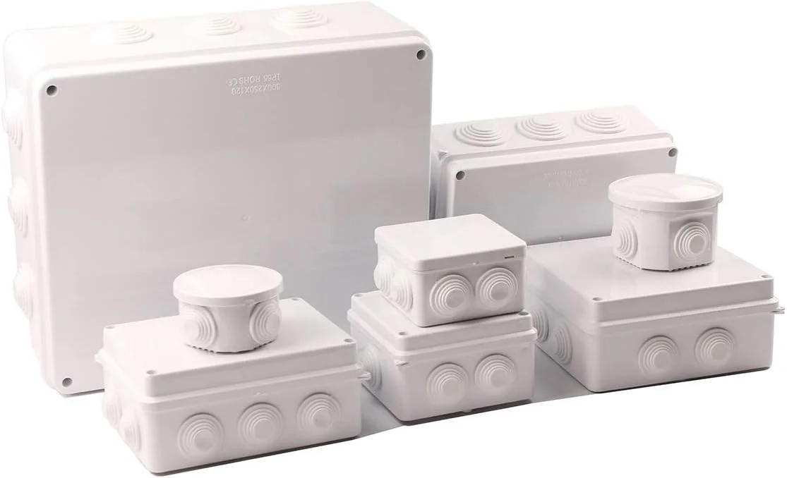 جعبه اتصال بیرونی DLRSET، جعبه اتصال ضد آب پلاستیکی ABS IP65 IP66 جعبه اتصال الکتریکی DIY در فضای باز جعبه انشعاب کابل (رنگ: 255x200x120mm)