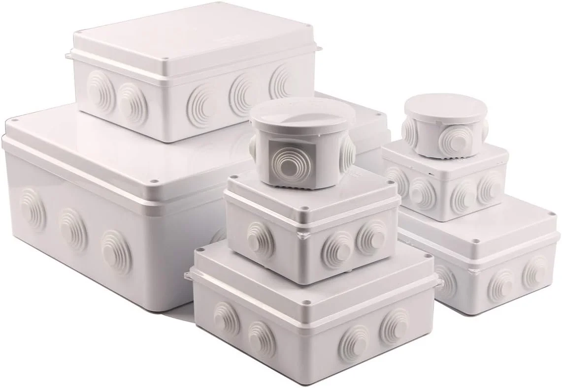 جعبه اتصال بیرونی، پلاستیک ABS ضد آب IP65 IP66 جعبه اتصال ضد آب جعبه اتصال الکتریکی DIY بیرونی جعبه انشعاب کابل (رنگ: 80x80x40mm)