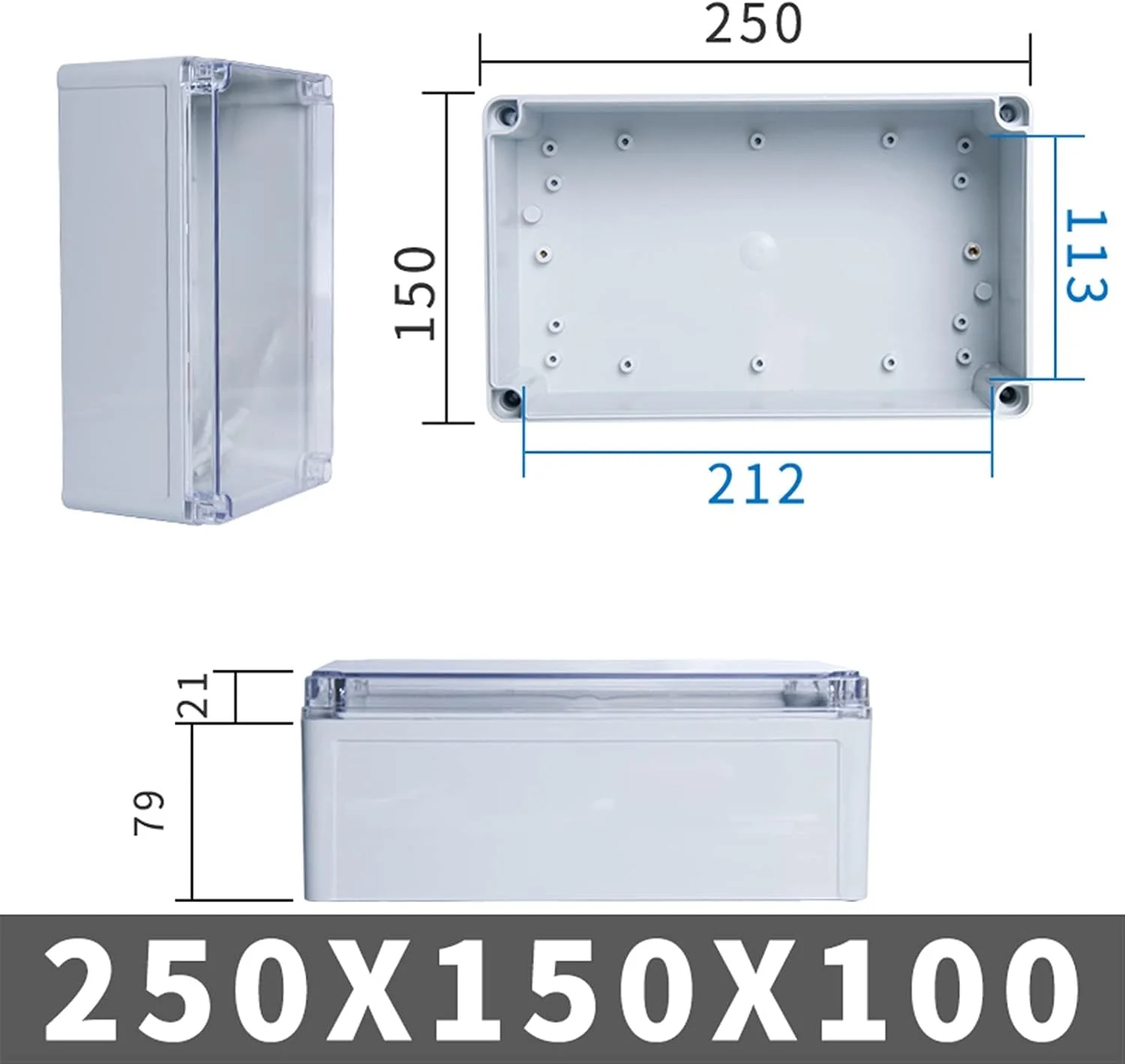 جعبه اتصال بیرونی DLRSET، 1 عدد IP67 سری AG با پوشش شفاف، جعبه اتصال الکتریکی ضد آب DIY بیرونی محفظه پلاستیکی ABS جعبه توزیع (رنگ: 250x150x100mm) جعبه اتصال بیرونی DLRSET، 1 عدد IP67 سری AG با پوشش شفاف، جعبه اتصال الکتریکی ضد آب DIY بیرونی محفظه پلاستیکی ABS جعبه توزیع (رنگ: 250x150x100mm)