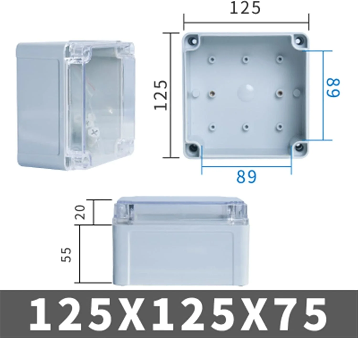 جعبه اتصال بیرونی DLRSET، 1 عدد IP67 سری AG با پوشش شفاف، جعبه اتصال الکتریکی ضد آب DIY بیرونی محفظه پلاستیکی ABS جعبه توزیع (رنگ: 125x125x75mm) جعبه اتصال بیرونی DLRSET، 1 عدد IP67 سری AG با پوشش شفاف، جعبه اتصال الکتریکی ضد آب DIY بیرونی محفظه پلاستیکی ABS جعبه توزیع (رنگ: 125x125x75mm)