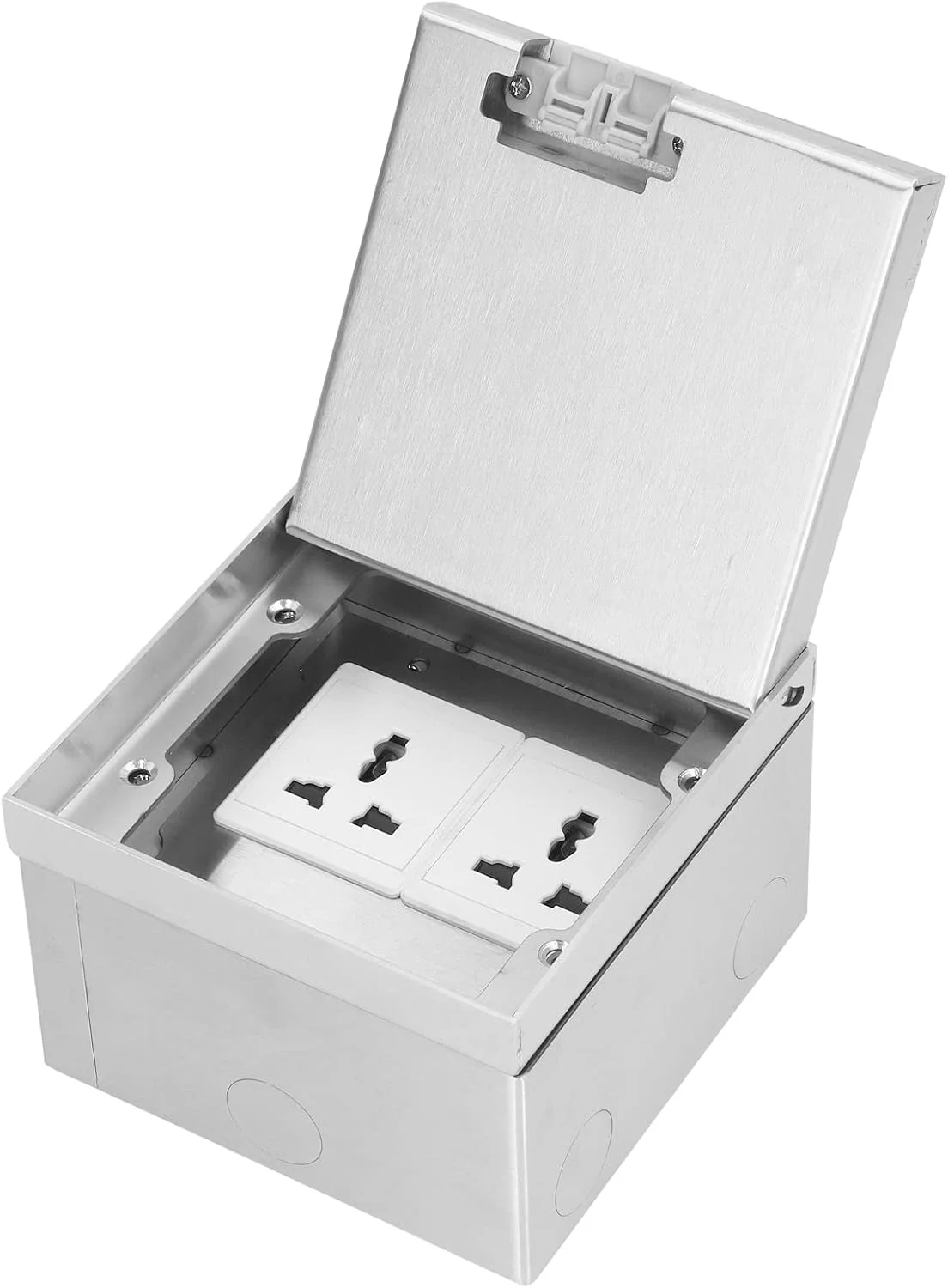 جعبه پریز کف خواب GUPE، AC250V 4000W پریز دوقلو استیل ضد زنگ توکار، جعبه پریز برق کف ضد آب یونیورسال با جعبه اتصال برای دفتر کار