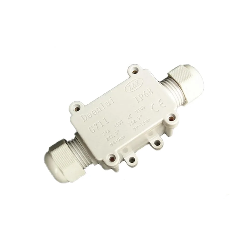 جعبه اتصال ضد آب IP68 یک عددی، جعبه اتصال برقی 2 طرفه برای فضای باز، محدوده سیم 4-9 میلی متر و 9-15 میلی متر (سفید)