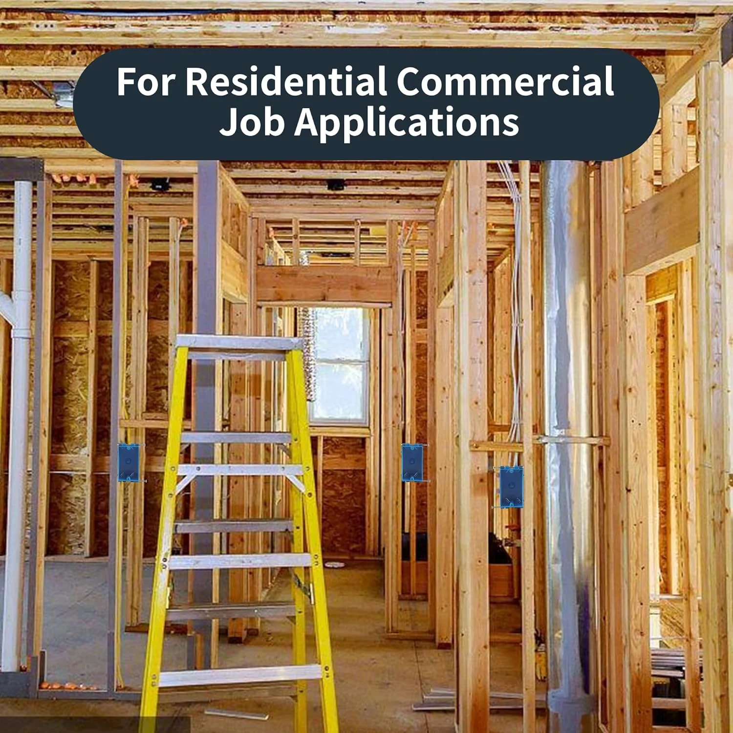 جعبه برق تک پل 5 عددی، جعبه کار جدید 1 پل با میخ، 18 اینچ مکعبی، جعبه اتصال برق PVC دیواری آبی رنگ برای کاربردهای تجاری مسکونی