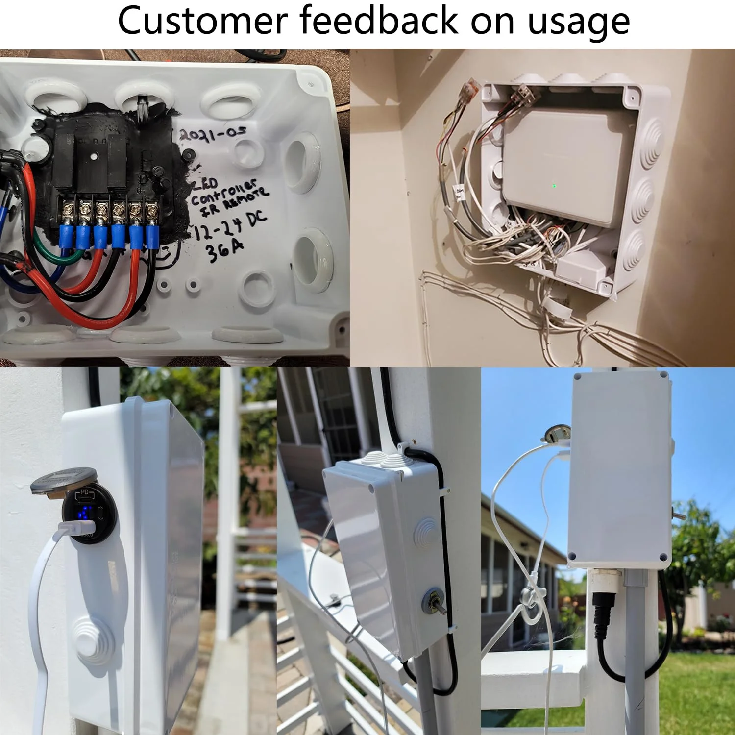 جعبه تقسیم، جعبه های برق سوراخ دار رزرو شده ضد آب IP65 پلاستیک ABS محفظه سیم برق جعبه پروژه مشکی 150x150x70 میلی متر (5.9 x 5.9 x 2.8 اینچ)