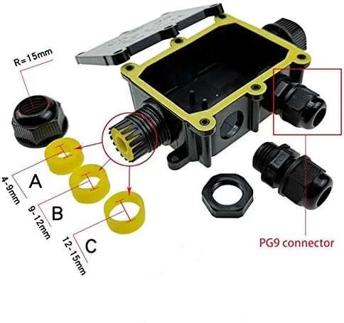 جعبه اتصال بیرونی، 1 عدد جعبه اتصال، جعبه اتصال الکتریکی پلاستیکی چند راهه بیرونی ضد آب IP68، محافظ اتصال دهنده سیم کابل (رنگ: 5)