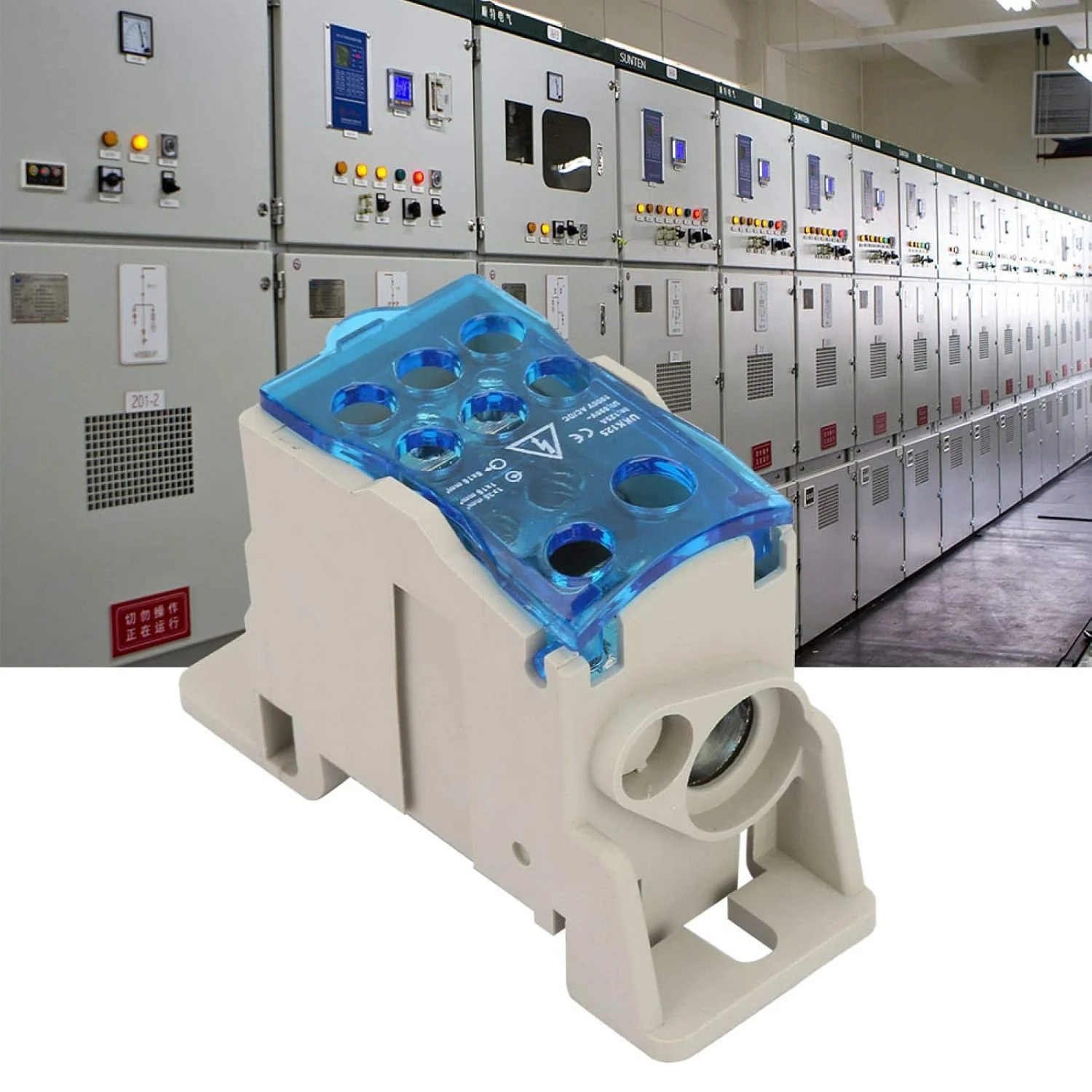 جعبه تقسیم بلوک ترمینال ریلی Din مدل SALUTUYA UKK-125A، اتصال دهنده سیم برق، جعبه اتصال برق جهانی با پوشش محافظ