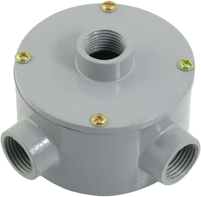 جعبه اتصال فلزی گرد Aexit G1/2" (ترمینال، اتصال دهنده) با سه سوراخ برای سیم کشی لوله