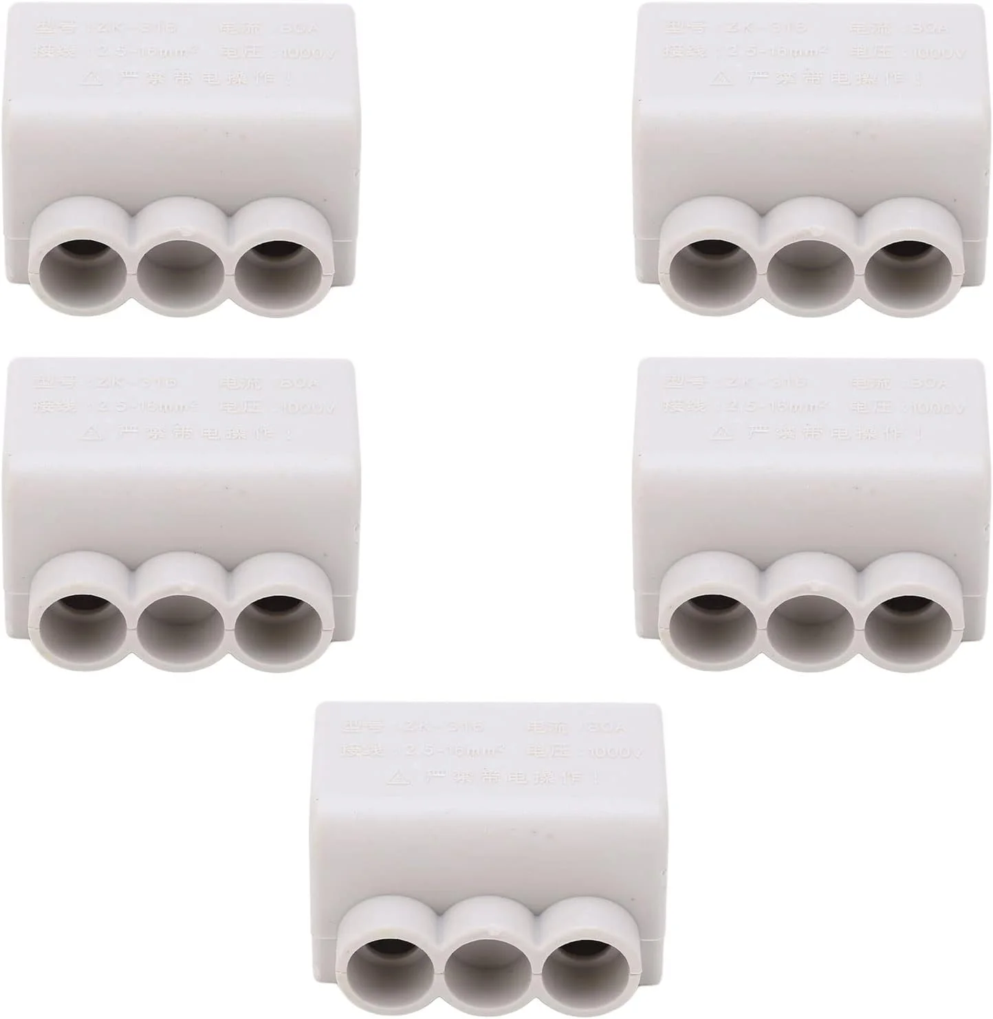 جعبه اتصال سیم برق ضد حریق بلوک ترمینال سریع برنجی با پیچ دوتایی 5 عددی 80 آمپر 1 به 2 برای آمپرمتر چراغ سقفی