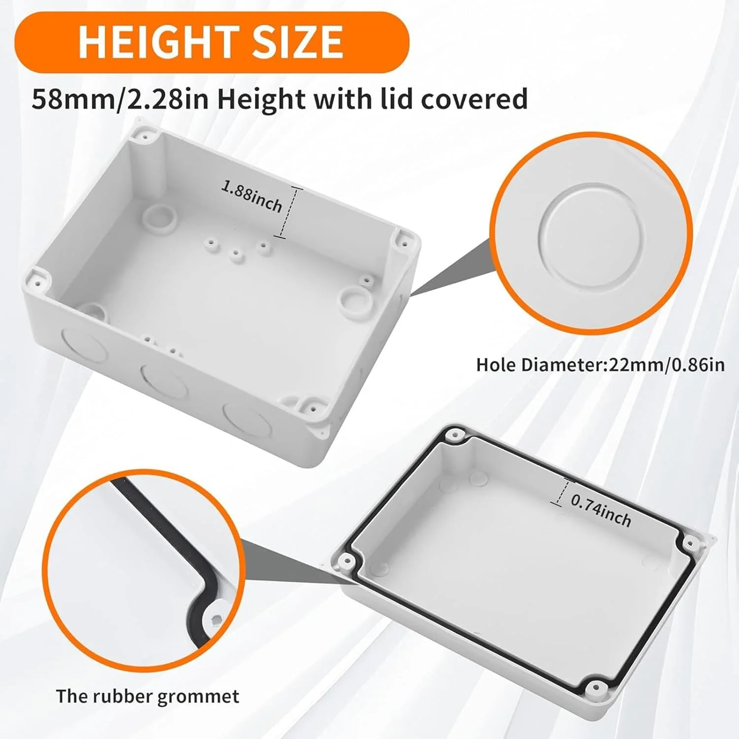 جعبه اتصال برق بیرونی، جعبه اتصال برق ضد آب بیرونی - پوشش لولایی مهر و موم شده برای زیرزمین، استخر، محوطه سازی، پاسیو، دروازه، داخل خانه، حیاط خلوت، باغبان، برقکار