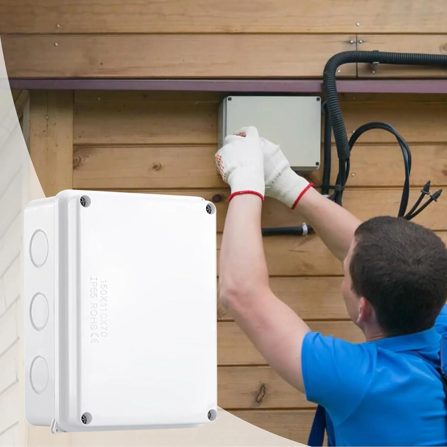 جعبه اتصال برق بیرونی، جعبه اتصال برق ضد آب بیرونی - پوشش لولایی مهر و موم شده برای زیرزمین، استخر، محوطه سازی، پاسیو، دروازه، داخل خانه، حیاط خلوت، باغبان، برقکار