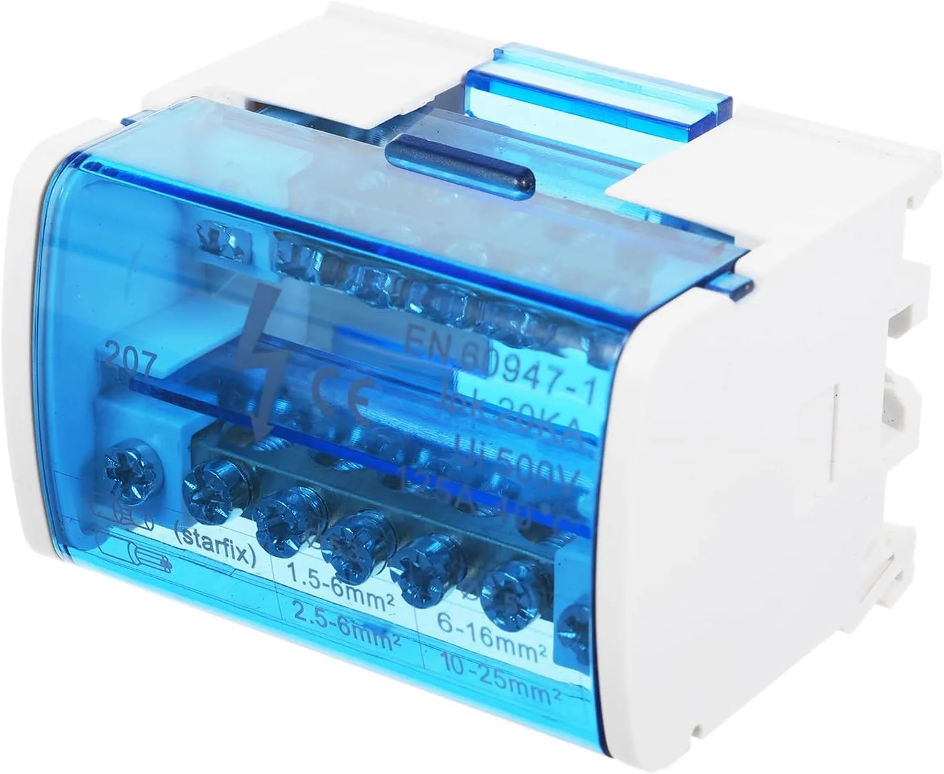 جعبه اتصال بلوک ترمینال Joleritc، جعبه اتصال تک فاز دو سطحی 207، جعبه توزیع ترمینال ریلی Din با جعبه محافظ توزیع پوشش شفاف