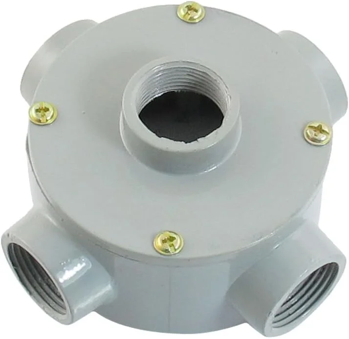 جعبه تقسیم فلزی گرد Aexit با رزوه G3/4 اینچ (ترمینال، کانکتور) پنج سوراخه برای سیم کشی لوله برق