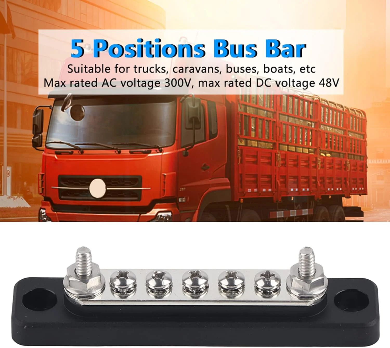 ترمینال باس بار، بلوک اتصال ترمینال الکتریکی باس بار 5 موقعیتی با 2 استد AC 300V DC 48V