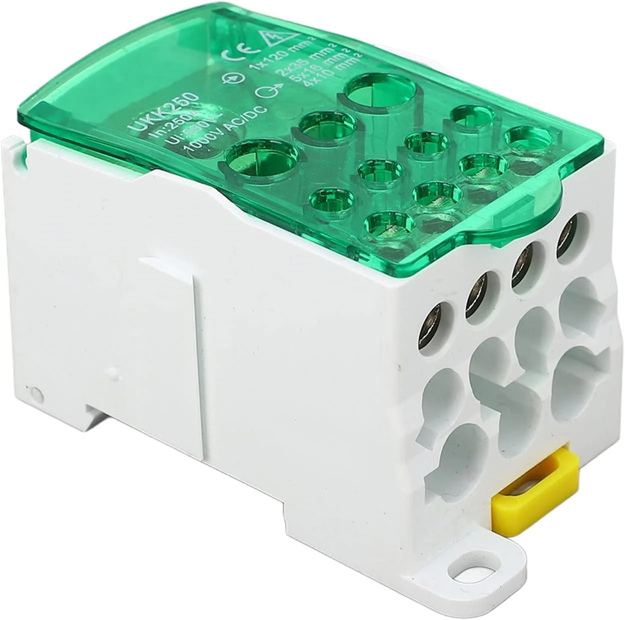 جعبه تقسیم تک قطبی NDNCZDHC 250 آمپر ترمینال بلاک 690 ولت جعبه برق جعبه توزیع برق ریلی Din جعبه اتصال برق (سبز)