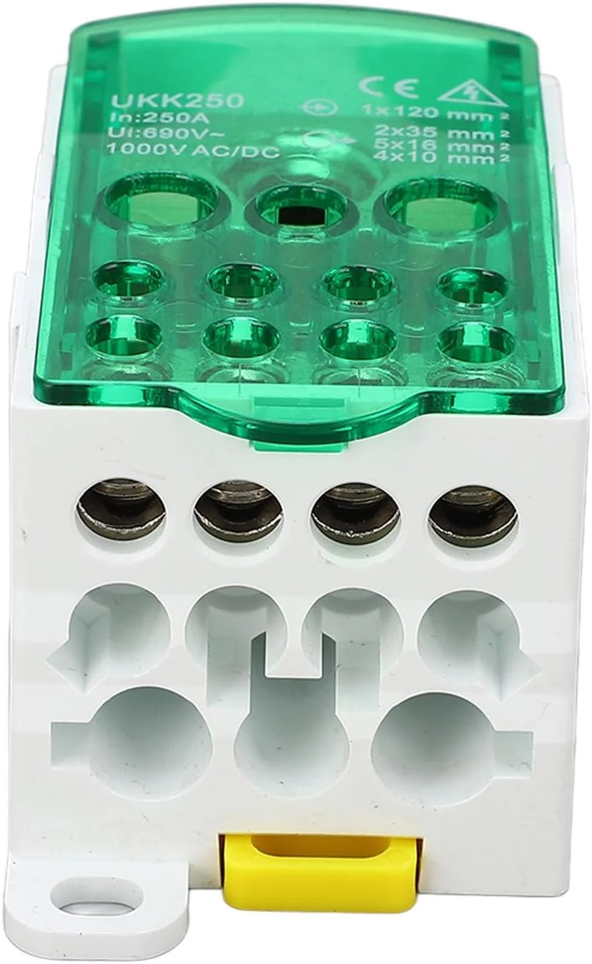 جعبه تقسیم تک قطبی NDNCZDHC 250 آمپر ترمینال بلاک 690 ولت جعبه برق جعبه توزیع برق ریلی Din جعبه اتصال برق (سبز)