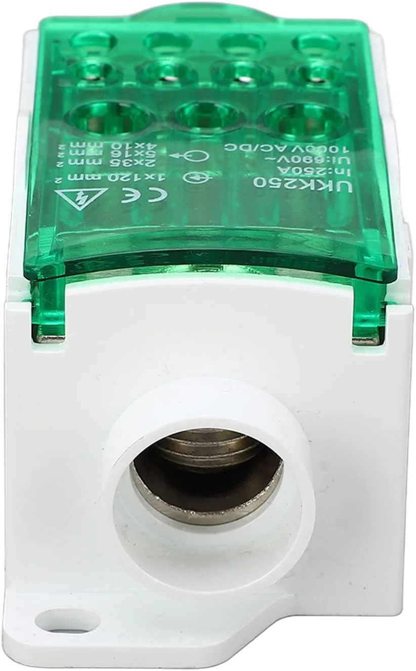 جعبه تقسیم تک قطبی NDNCZDHC 250 آمپر ترمینال بلاک 690 ولت جعبه برق جعبه توزیع برق ریلی Din جعبه اتصال برق (سبز)