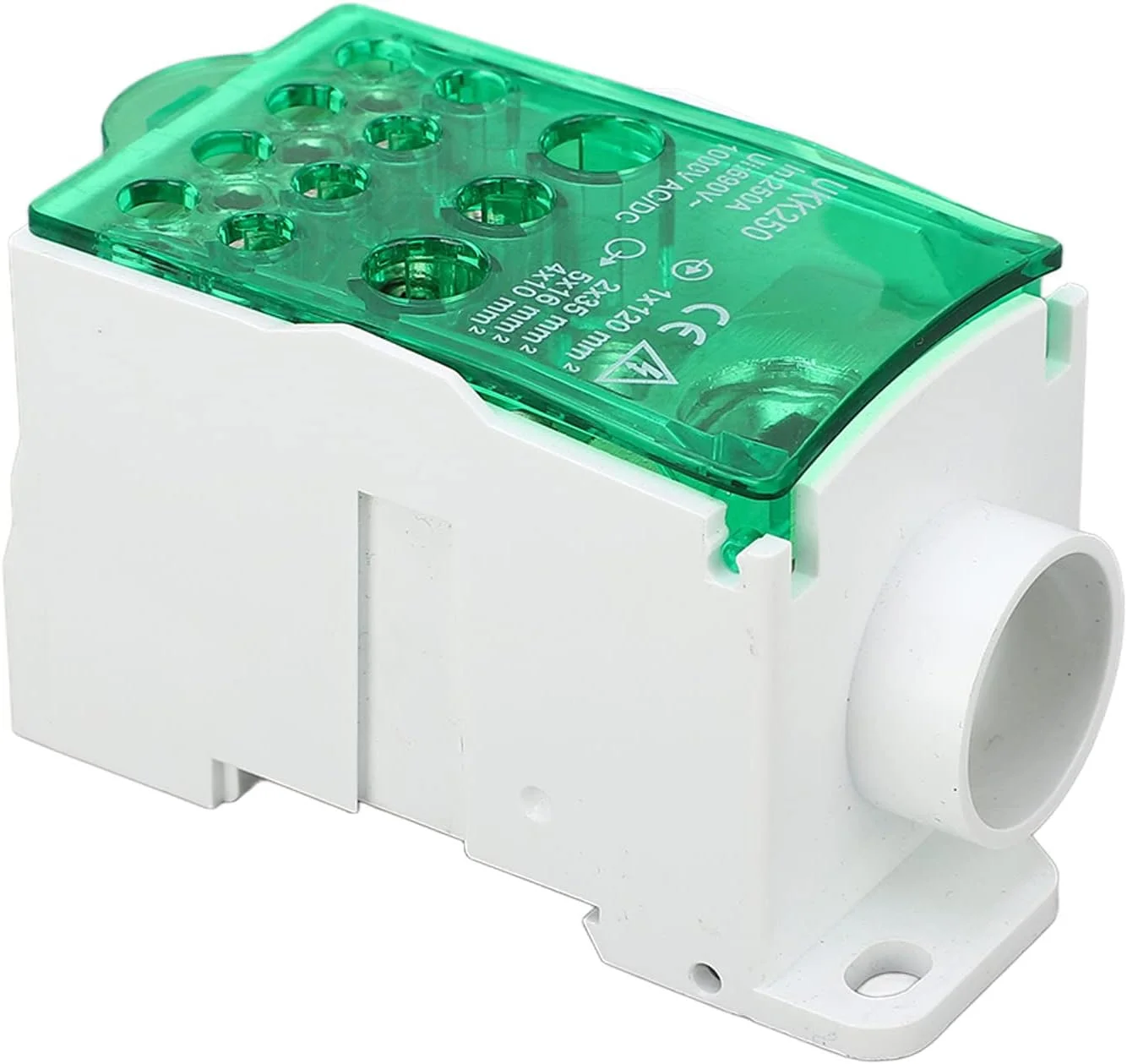 جعبه تقسیم تک قطبی NDNCZDHC 250 آمپر ترمینال بلاک 690 ولت جعبه برق جعبه توزیع برق ریلی Din جعبه اتصال برق (سبز)