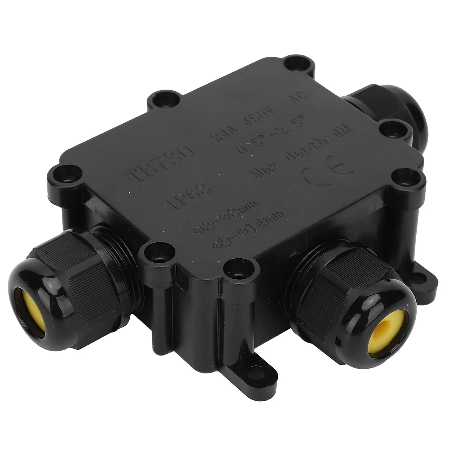 جعبه اتصال ضد آب Ejoyous، جعبه اتصال الکتریکی 3 طرفه IP68 با حلقه آب بندی سیلیکونی، مشکی