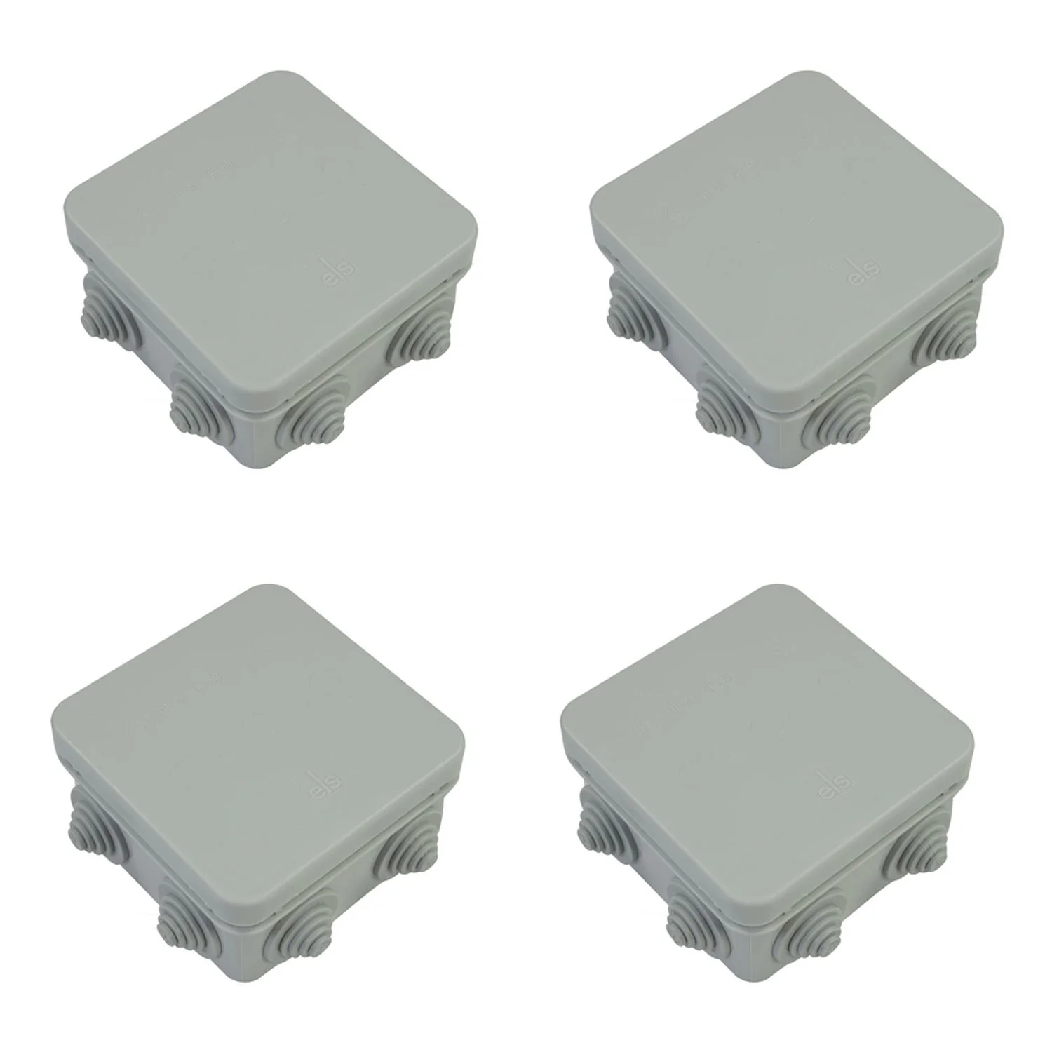 بسته 4 عددی جعبه اتصال ضد آب خاکستری IP55 اسپلسبرگ، جعبه ترمینال، برق دوربین مداربسته خارجی ELS