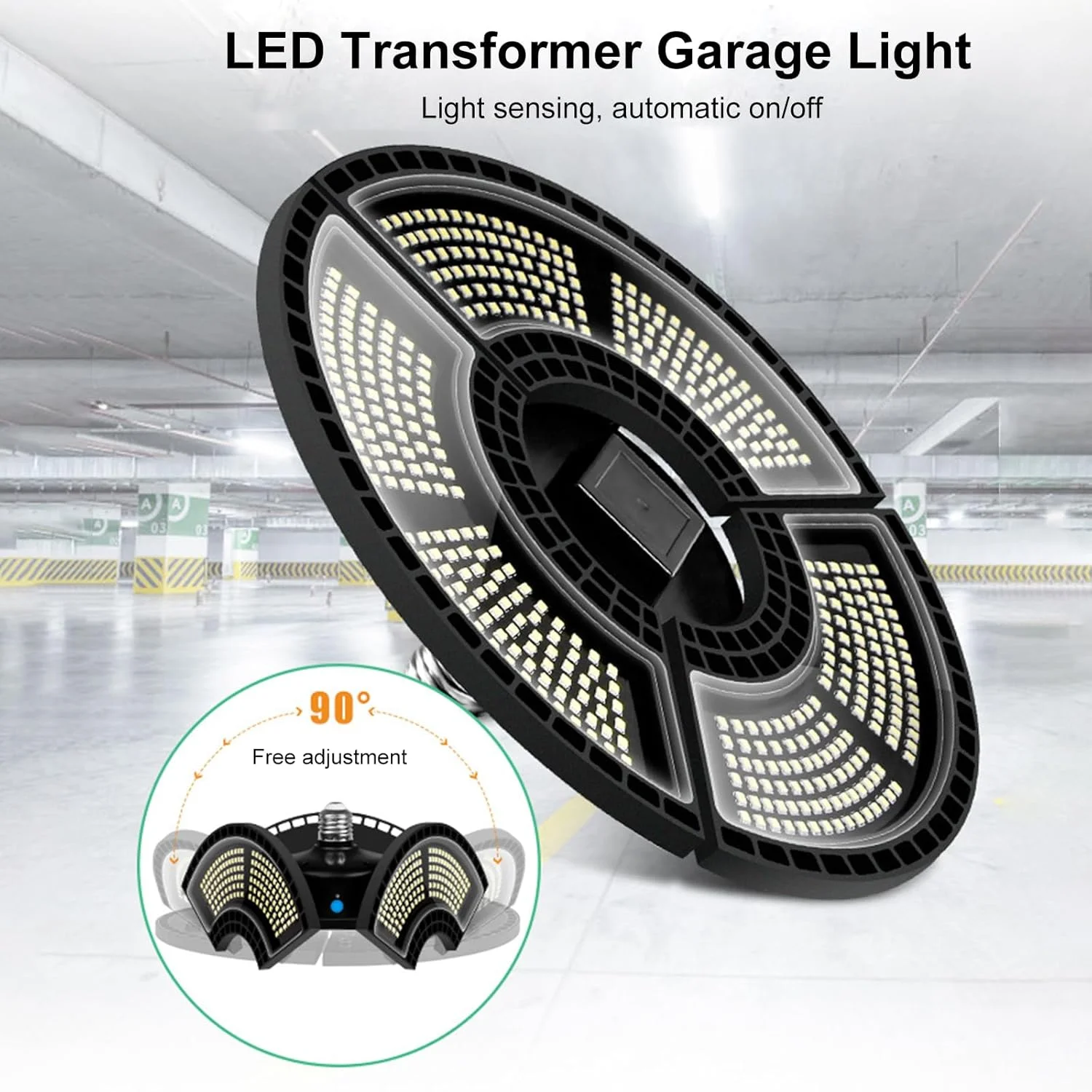چراغ گاراژ ضد آب تاشو و تغییر شکل دهنده مناسب انبار، کارخانه و روشنایی سوله