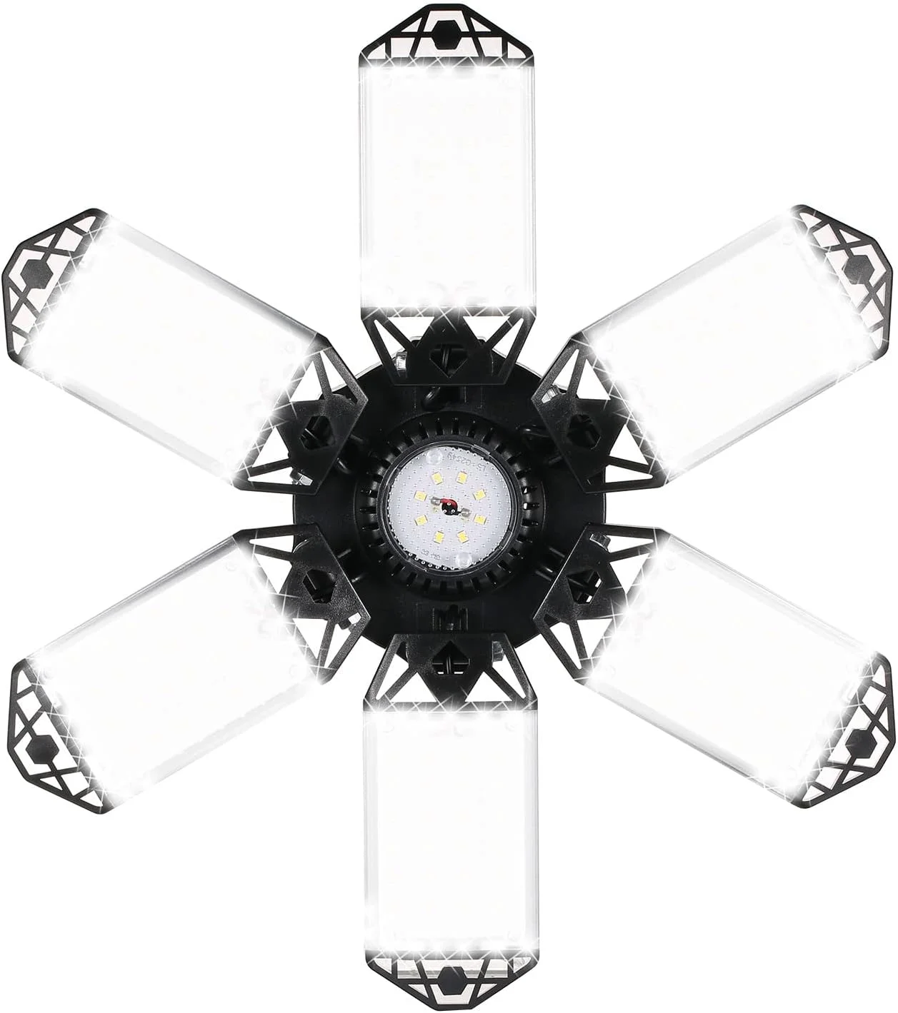 چراغ گاراژ Fawoonu 2PCS A C85-265V 160W 152LED با 6 پنل قابل تنظیم، تاشو و تغییر شکل پذیر، لامپ سقفی با پایه E26E27 برای گاراژ، انبار، کارگاه، زیرزمین، باشگاه، آشپزخانه