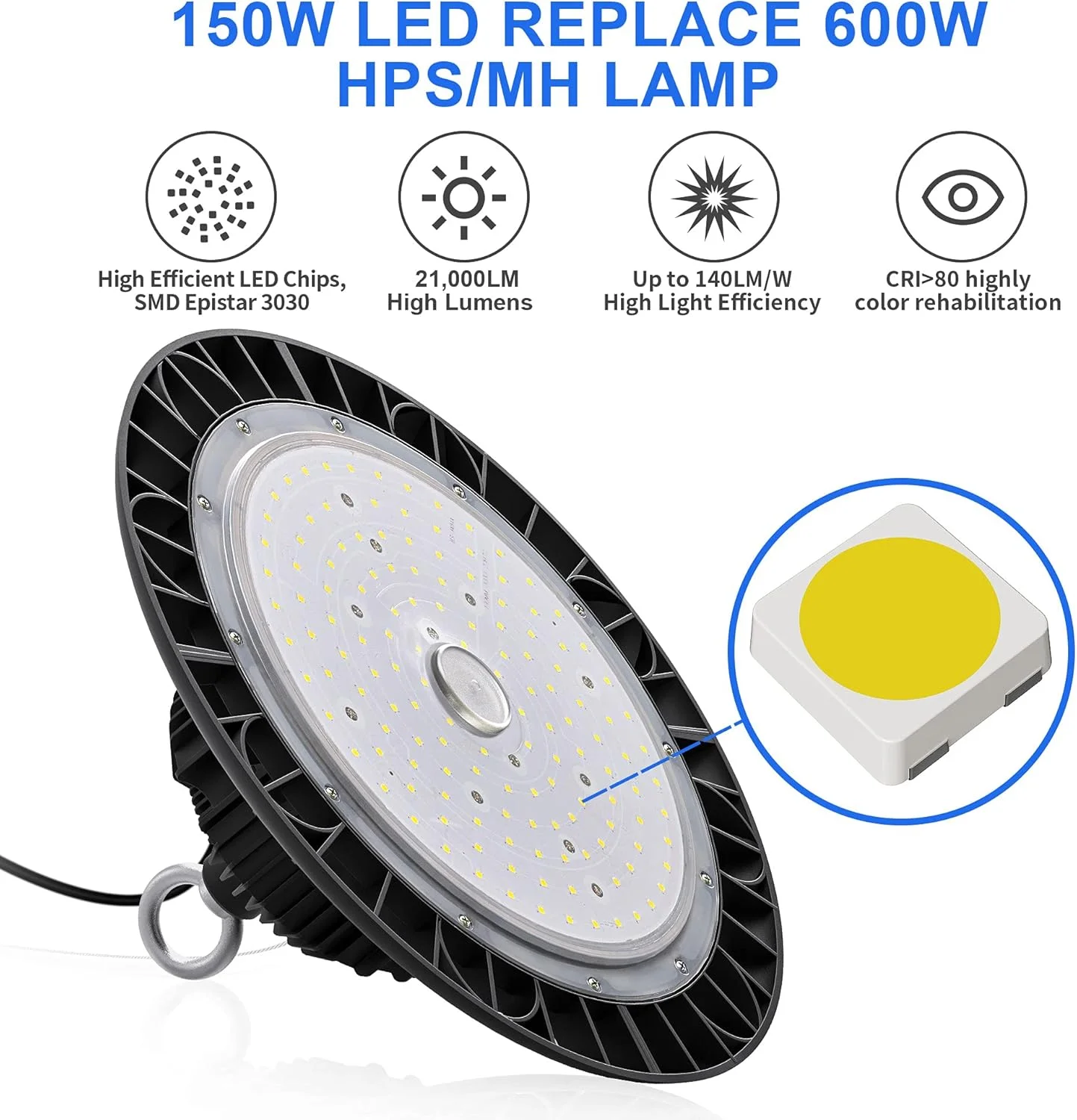 چراغ سوله ای LED هوگتک 150 وات 21000 لومن با دوشاخه آمریکایی کابل 5 فوتی، نور روز 5000K، ضد آب IP65، بدون دیمر، چراغ صنعتی UFO تجاری برای انبار کارگاه کارخانه انبار گاراژ روشنایی منطقه چراغ سوله ای LED هوگتک 150 وات 21000 لومن با دوشاخه آمریکایی کابل 5 فوتی، نور روز 5000K، ضد آب IP65، بدون دیمر، چراغ صنعتی UFO تجاری برای انبار کارگاه کارخانه انبار گاراژ روشنایی منطقه