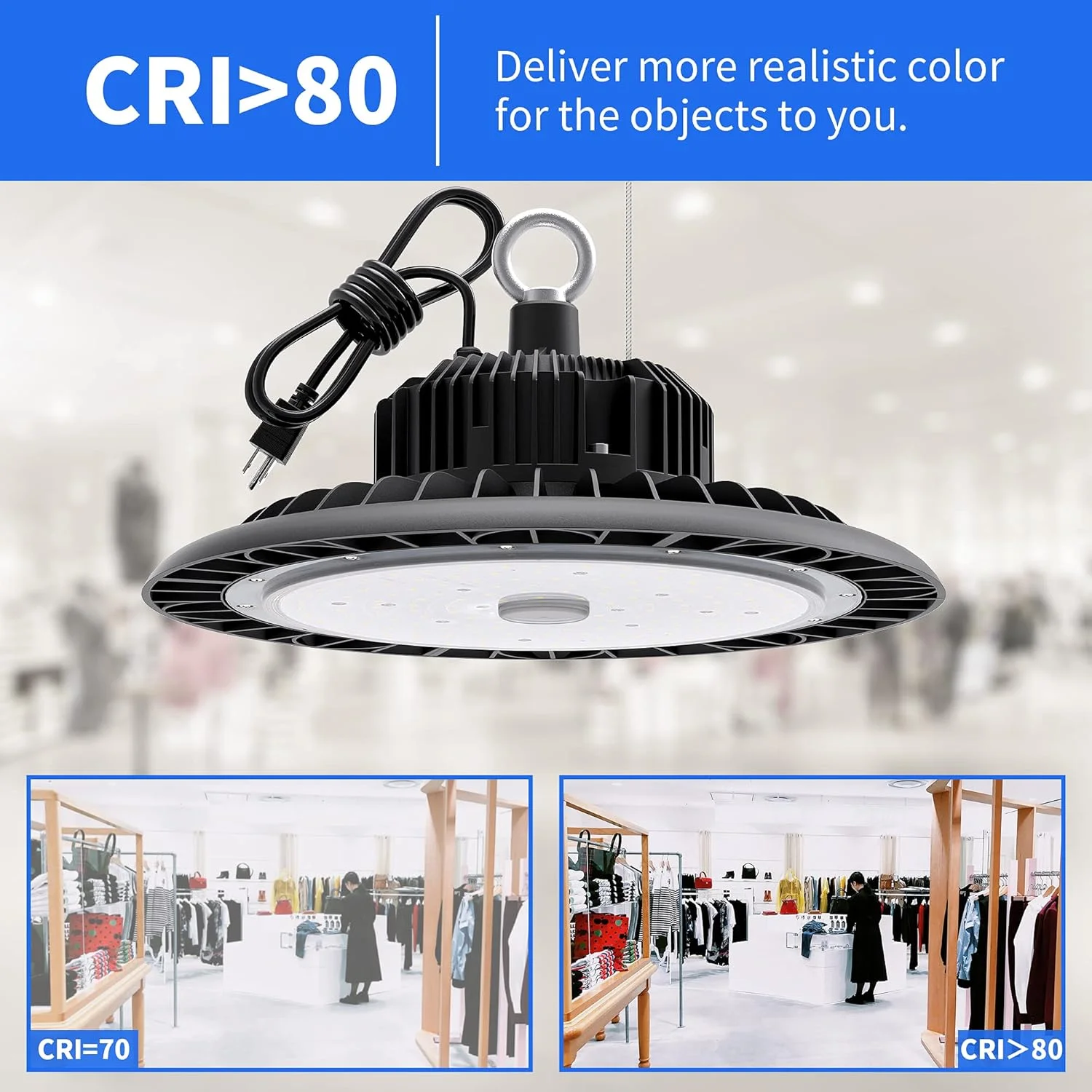 چراغ سوله ای LED هوگتک 150 وات 21000 لومن با دوشاخه آمریکایی کابل 5 فوتی، نور روز 5000K، ضد آب IP65، بدون دیمر، چراغ صنعتی UFO تجاری برای انبار کارگاه کارخانه انبار گاراژ روشنایی منطقه چراغ سوله ای LED هوگتک 150 وات 21000 لومن با دوشاخه آمریکایی کابل 5 فوتی، نور روز 5000K، ضد آب IP65، بدون دیمر، چراغ صنعتی UFO تجاری برای انبار کارگاه کارخانه انبار گاراژ روشنایی منطقه