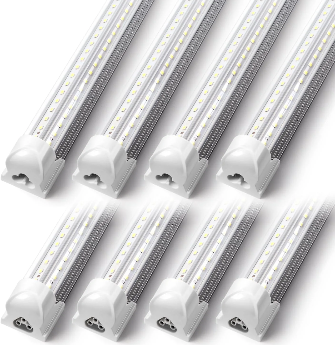 چراغ فروشگاهی LED کیهونگ 4 فوتی (بسته 8 عددی)، 40 وات 5200 لومن 6000 کلوین (سفید فوق العاده روشن)، چراغ LED تیوب T8 شکل V، پوشش شفاف، چراغ نواری 4 فوتی برای گاراژ، انبار، کارگاه، زیرزمین