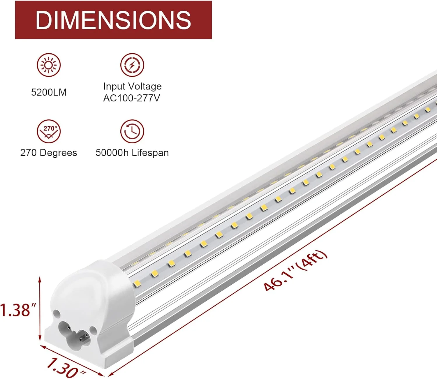 چراغ فروشگاهی LED کیهونگ 4 فوتی (بسته 8 عددی)، 40 وات 5200 لومن 6000 کلوین (سفید فوق العاده روشن)، چراغ LED تیوب T8 شکل V، پوشش شفاف، چراغ نواری 4 فوتی برای گاراژ، انبار، کارگاه، زیرزمین چراغ فروشگاهی LED کیهونگ 4 فوتی (بسته 8 عددی)، 40 وات 5200 لومن 6000 کلوین (سفید فوق العاده روشن)، چراغ LED تیوب T8 شکل V، پوشش شفاف، چراغ نواری 4 فوتی برای گاراژ، انبار، کارگاه، زیرزمین