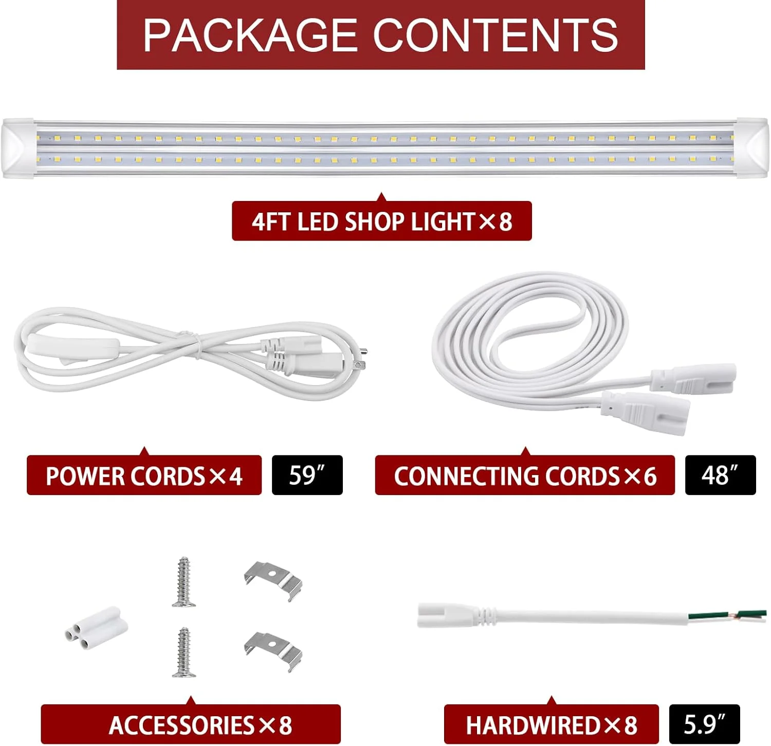 چراغ فروشگاهی LED کیهونگ 4 فوتی (بسته 8 عددی)، 40 وات 5200 لومن 6000 کلوین (سفید فوق العاده روشن)، چراغ LED تیوب T8 شکل V، پوشش شفاف، چراغ نواری 4 فوتی برای گاراژ، انبار، کارگاه، زیرزمین چراغ فروشگاهی LED کیهونگ 4 فوتی (بسته 8 عددی)، 40 وات 5200 لومن 6000 کلوین (سفید فوق العاده روشن)، چراغ LED تیوب T8 شکل V، پوشش شفاف، چراغ نواری 4 فوتی برای گاراژ، انبار، کارگاه، زیرزمین