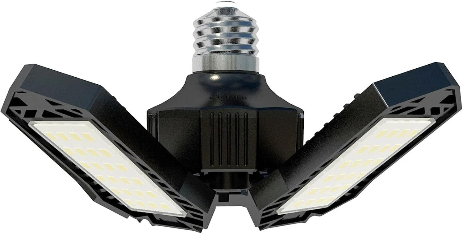 چراغ گاراژی تاشو Basement Illuminators با 5 پنل فوق العاده روشن قابل تنظیم - چراغ های سقفی تغییر شکل دهنده 6500K، چراغ های LED کارگاهی برای گاراژ، زیرزمین، انبار، نور بالا