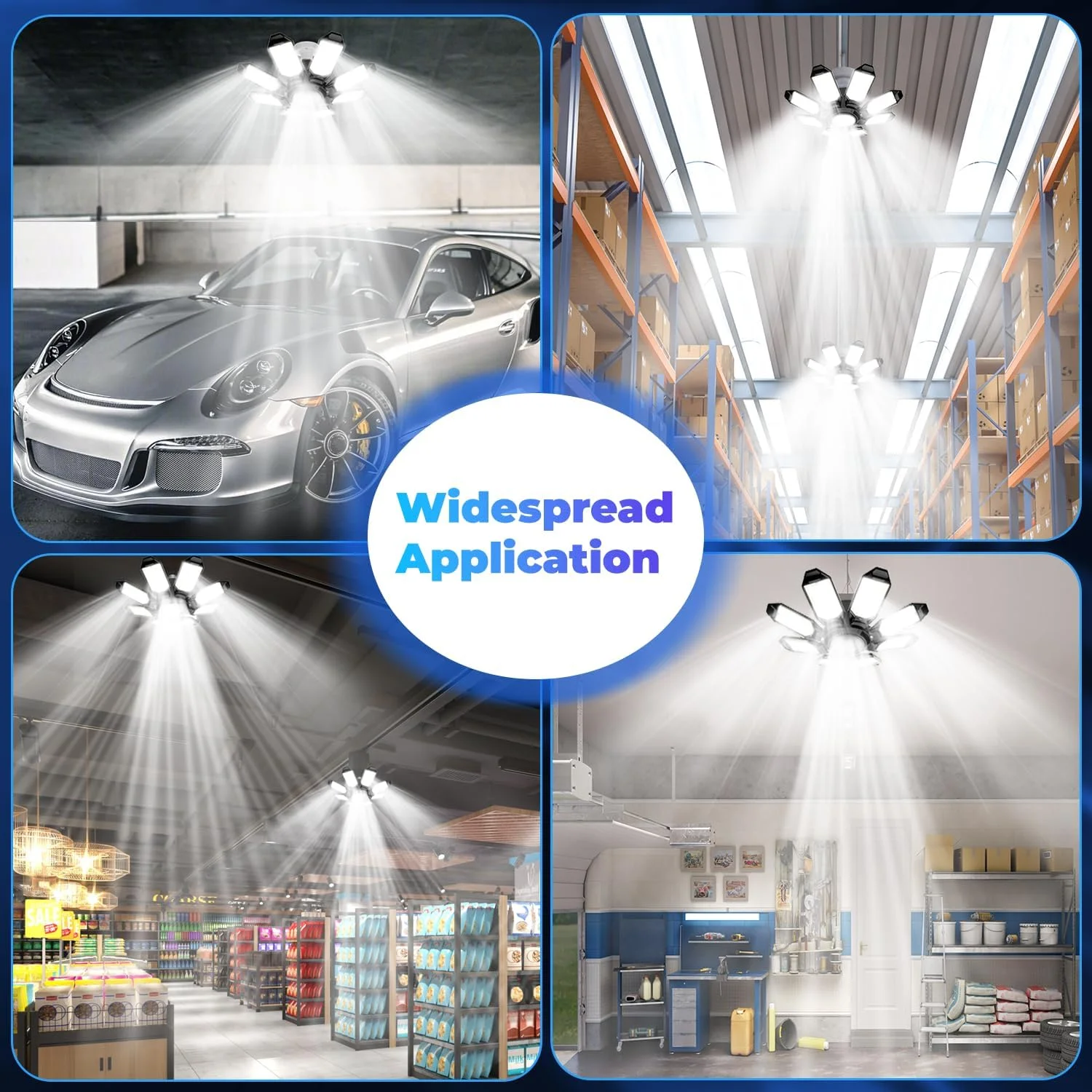 چراغ های گاراژ POLARPRA - چراغ های LED سقفی فوق العاده روشن 25000LM با 8 پنل قابل تغییر شکل، لامپ LED 6500K با سرپیچ E26/E27 و نورافکن مرکزی قابل تنظیم برای انبار، کارگاه و اتاق زیر شیروانی چراغ های گاراژ POLARPRA - چراغ های LED سقفی فوق العاده روشن 25000LM با 8 پنل قابل تغییر شکل، لامپ LED 6500K با سرپیچ E26/E27 و نورافکن مرکزی قابل تنظیم برای انبار، کارگاه و اتاق زیر شیروانی