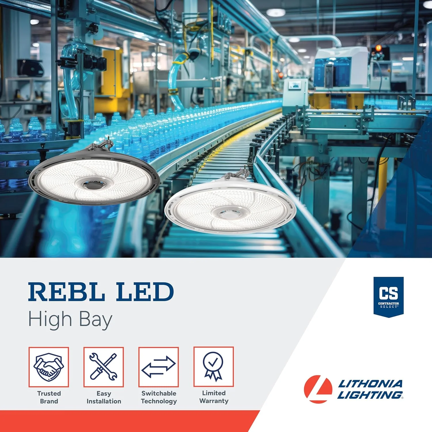 چراغ LED سقفی گرد Lithonia Lighting REBL، خروجی لومن قابل تنظیم 12000/15000/18000، دمای رنگ سفید قابل تغییر 3500K/4000K/5000K، چراغ کار، UVOLT 120-347V، 12.2" x 7.5"، سفید چراغ LED سقفی گرد Lithonia Lighting REBL، خروجی لومن قابل تنظیم 12000/15000/18000، دمای رنگ سفید قابل تغییر 3500K/4000K/5000K، چراغ کار، UVOLT 120-347V، 12.2" x 7.5"، سفید