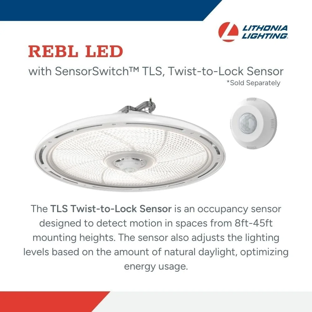 چراغ LED سقفی گرد Lithonia Lighting REBL، خروجی لومن قابل تنظیم 12000/15000/18000، دمای رنگ سفید قابل تغییر 3500K/4000K/5000K، چراغ کار، UVOLT 120-347V، 12.2" x 7.5"، سفید چراغ LED سقفی گرد Lithonia Lighting REBL، خروجی لومن قابل تنظیم 12000/15000/18000، دمای رنگ سفید قابل تغییر 3500K/4000K/5000K، چراغ کار، UVOLT 120-347V، 12.2" x 7.5"، سفید