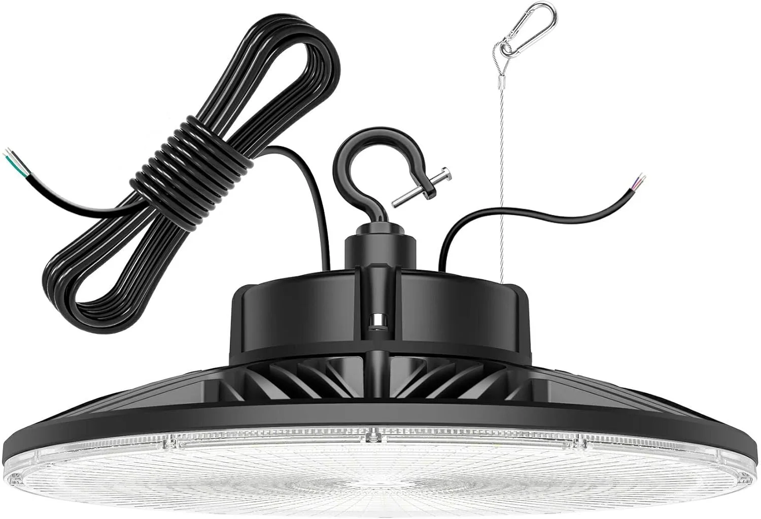 چراغ سوله ای LED یِلُور، نورافکن UFO با دمای رنگ 5000K، استاندارد IP65، قابلیت دیم شدن 1-10 ولت، مناسب انبار، کارگاه، باشگاه، فرودگاه، دارای گواهینامه UL DLC، ولتاژ AC200-480V، ابعاد 260 * 177.5 * 130MM مدل NG-UFO-240WH
