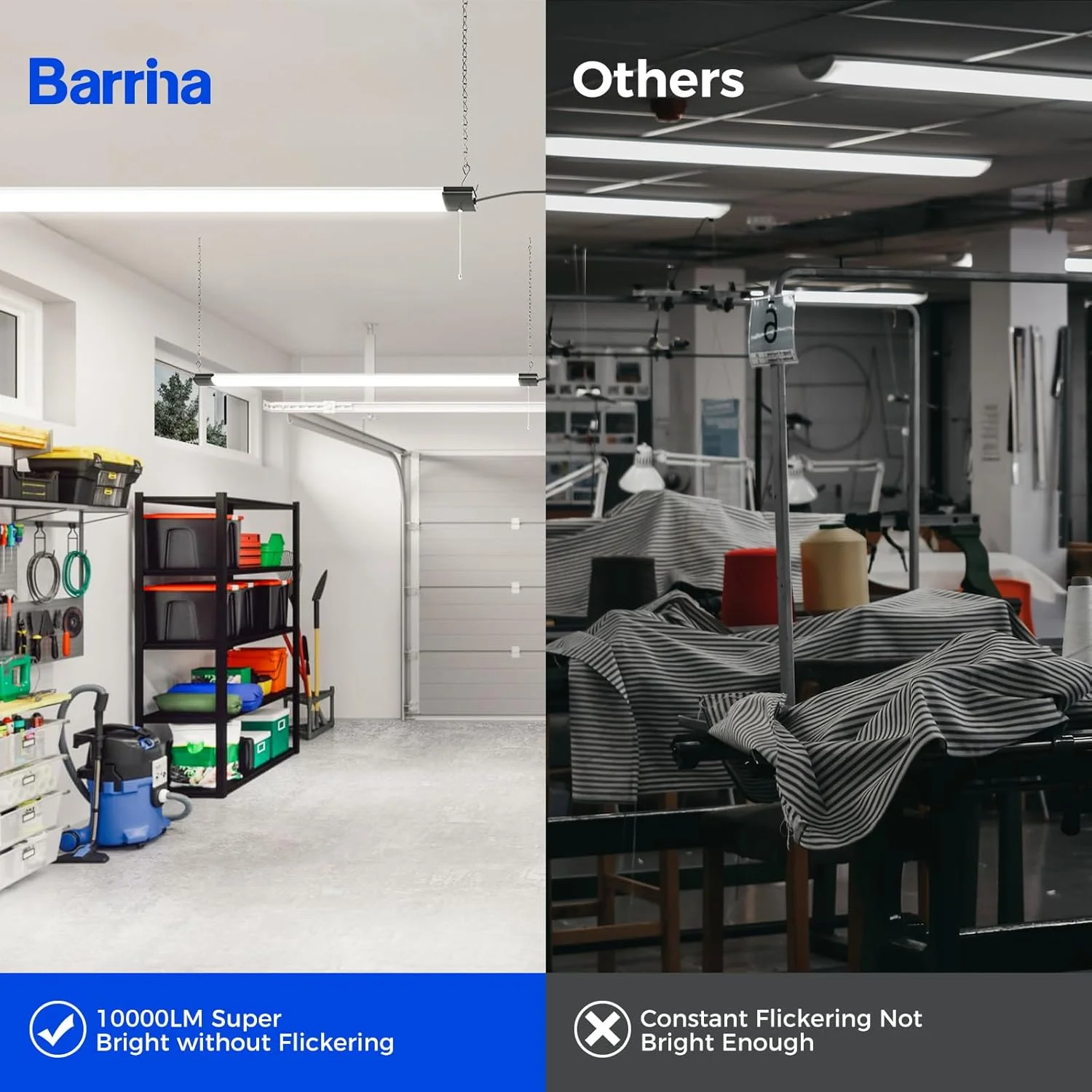 چراغ کارگاهی ال ای دی Barrina برای گاراژ، 10000 لومن، 84 وات، 4 فوت، 5000 کلوین، چراغ قابل اتصال برای کارگاه، زیرزمین، نصب آویز یا نصب سطحی، اتلاف حرارت، با کلید زنجیری، ETL، 1 عدد چراغ کارگاهی ال ای دی Barrina برای گاراژ، 10000 لومن، 84 وات، 4 فوت، 5000 کلوین، چراغ قابل اتصال برای کارگاه، زیرزمین، نصب آویز یا نصب سطحی، اتلاف حرارت، با کلید زنجیری، ETL، 1 عدد