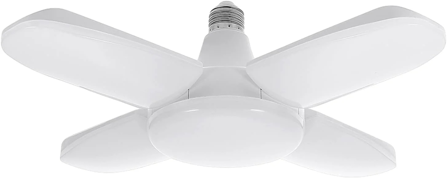 چراغ گاراژ LED Fawoonu AC 85-265V 60W، چراغ های سقفی تاشو تغییر شکل پذیر با 4 پنل قابل تنظیم، نور سفید طبیعی 6000-6500k برای گاراژ، انبار، کارگاه، زیرزمین، سالن ورزشی، آشپزخانه