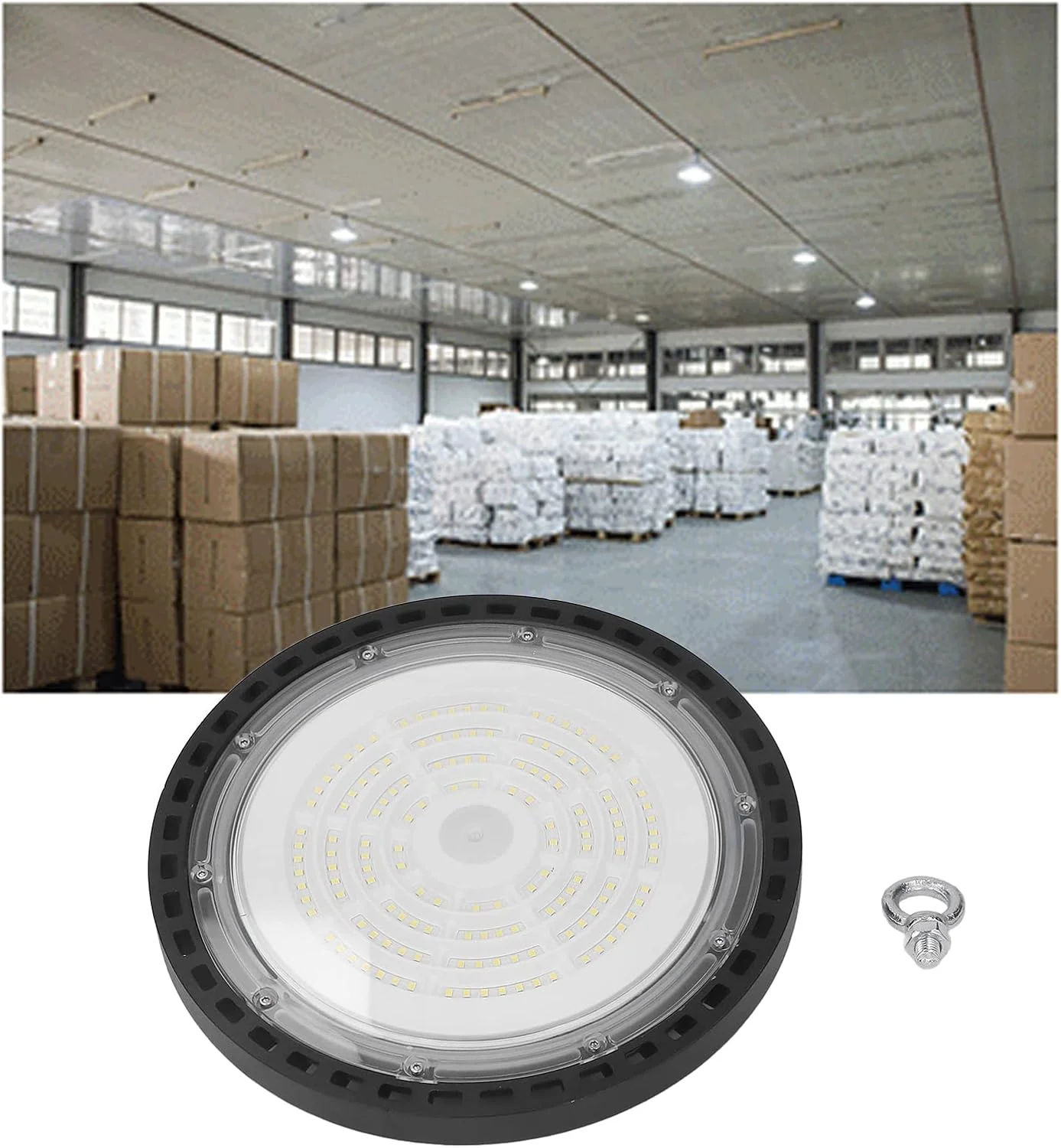 چراغ LED صنعتی 100 وات، محافظت IP65، دایکاست یکپارچه، فوق العاده روشن، AC 85-265V با حلقه آویز برای روشنایی انبار تجاری چراغ LED صنعتی 100 وات، محافظت IP65، دایکاست یکپارچه، فوق العاده روشن، AC 85-265V با حلقه آویز برای روشنایی انبار تجاری