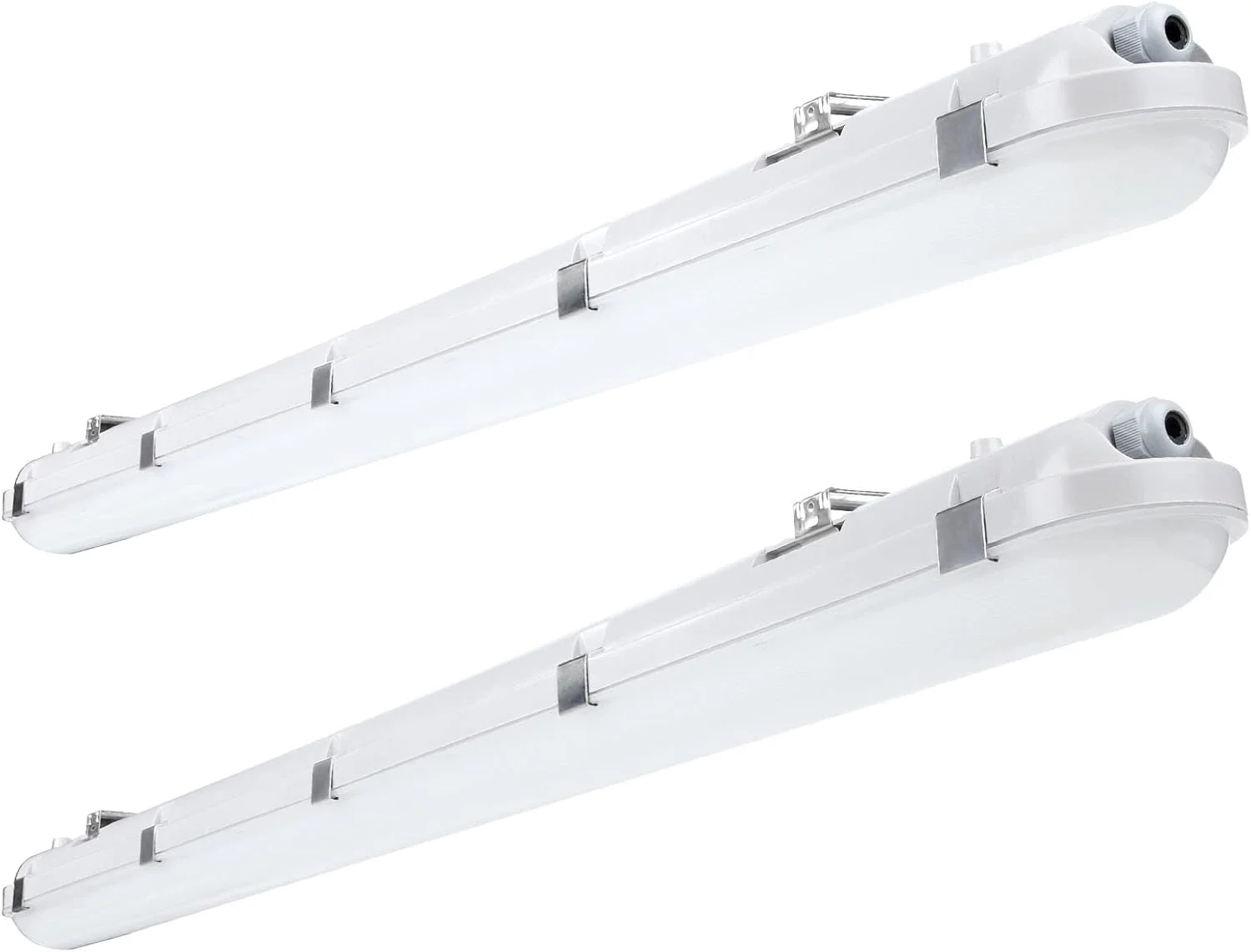 چراغ ضد آب LED هشت فوتی BRILLIHOOD، 100 وات، 12000 لومن، چراغ کارگاهی ضد آب IP65، سفید روشن 6000K، لنز شیری، روشنایی ضد بخار بیرونی برای پارکینگ، سایبان خودرو، کارواش، بسته 2 عددی