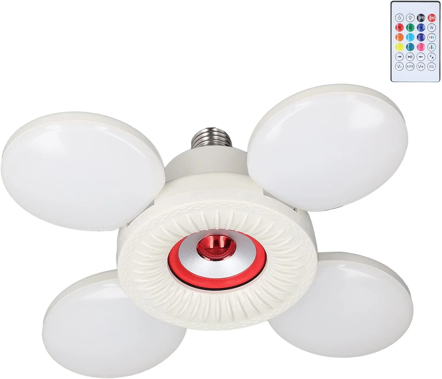 چراغ گاراژ LED، 86v?265v چراغ سقفی گاراژ تغییر شکل پذیر با طراحی تاشو، لامپ رنگی RGB با کنترل از راه دور برای انبارها، مغازه ها، رستوران ها، هتل ها، مراکز خرید