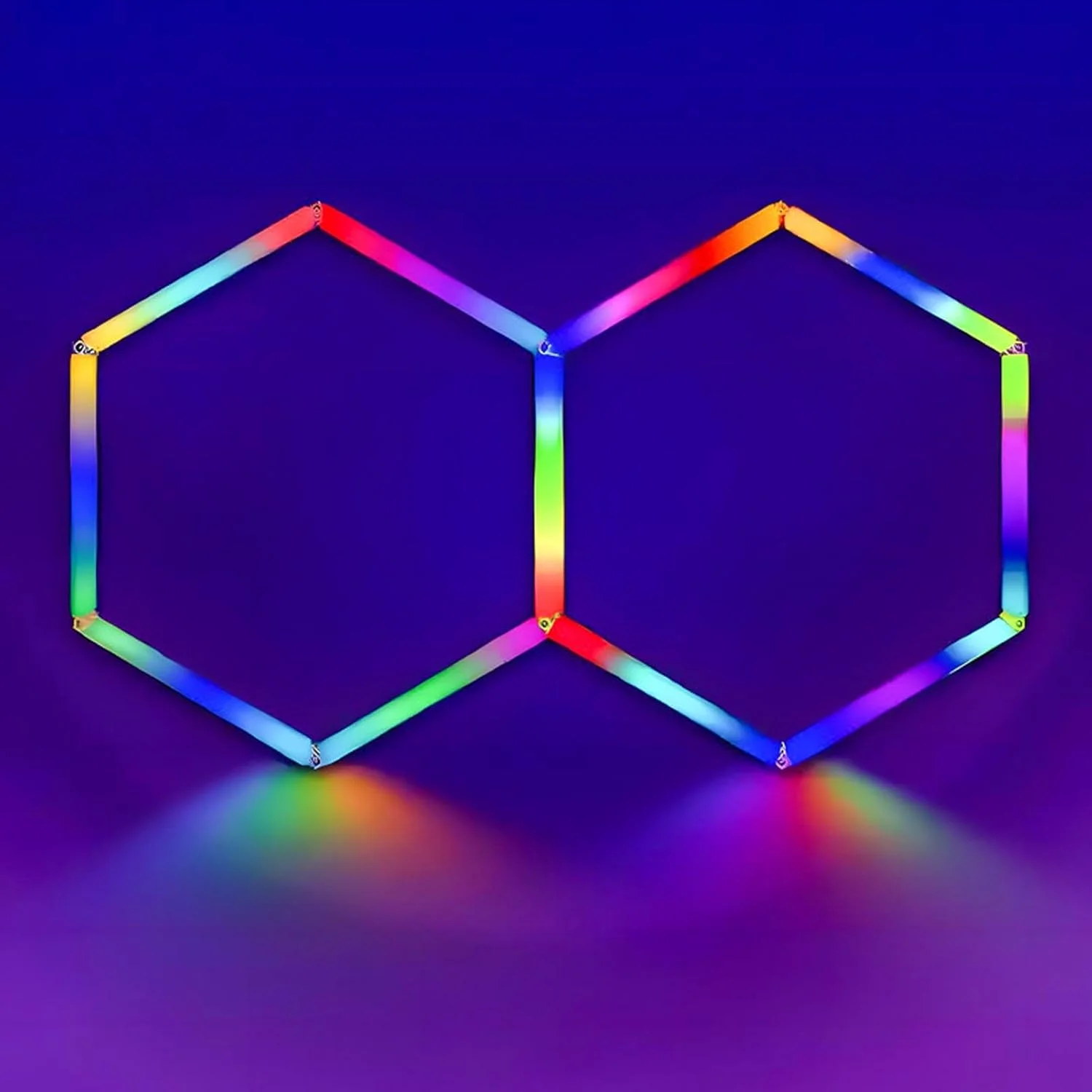 چراغ سقفی گاراژ LED شش ضلعی RGB Zerodis با کنترل از راه دور برای بازی های مهمانی افقی - ضد آب IP54 - آلیاژ آلومینیوم با اثر نور سرد برای صحنه های مختلف